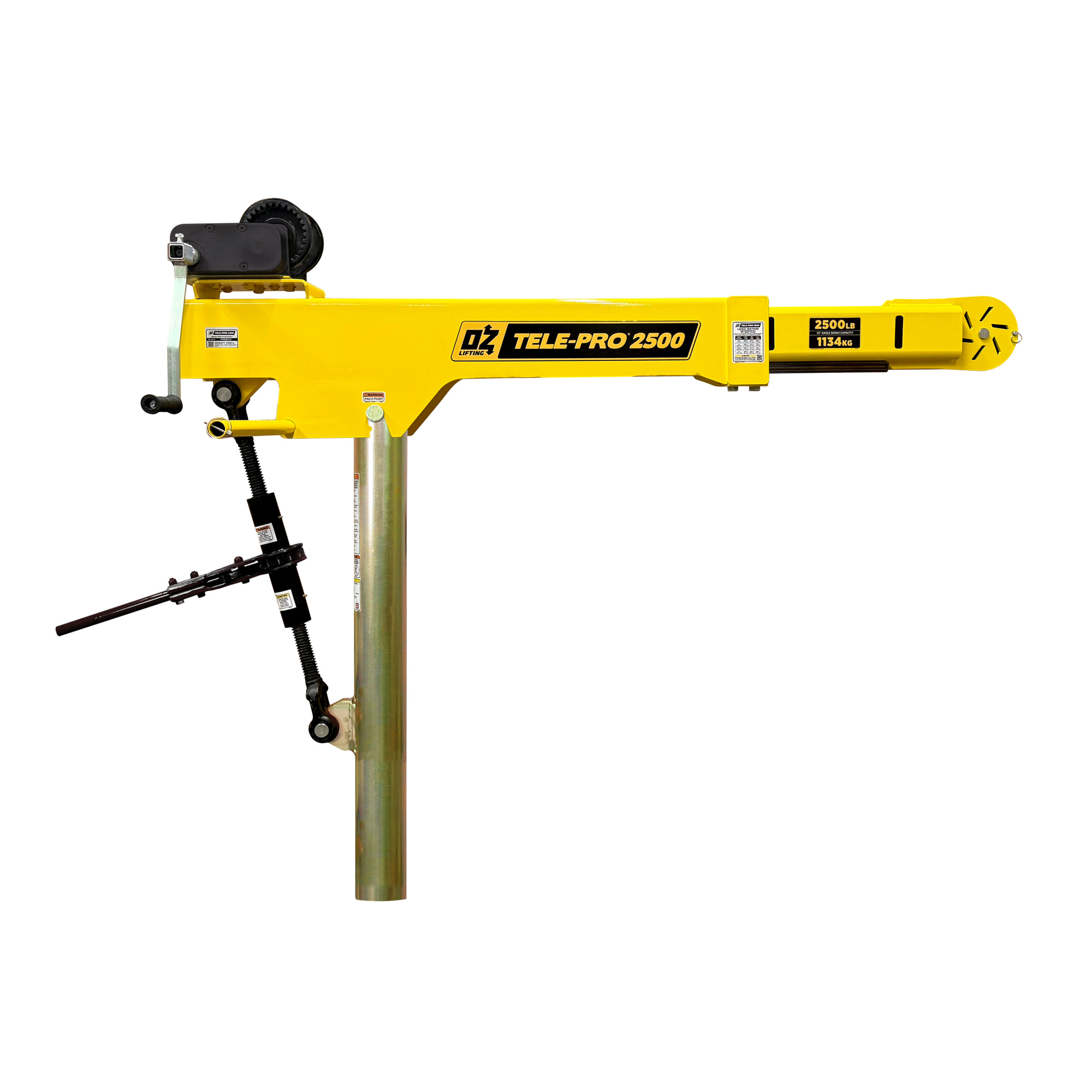 OZ Lifting Products Tele-Pro Davit Crane, 2500Lb. Capacity, 64.50 Height, Model# OZTP2500DAV